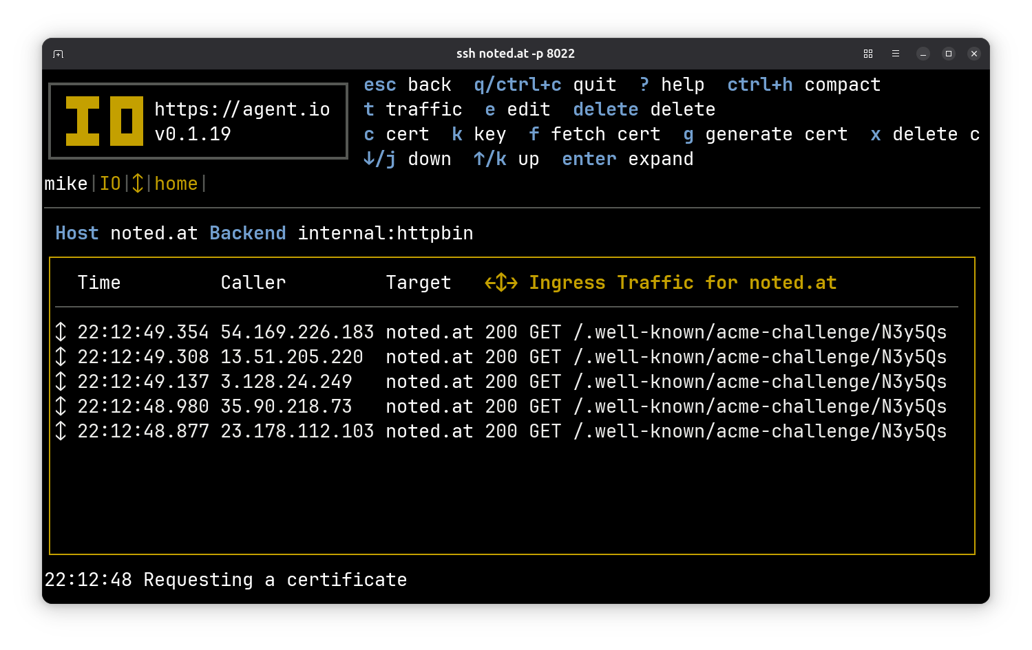 Requesting a certificate from LetsEncrypt