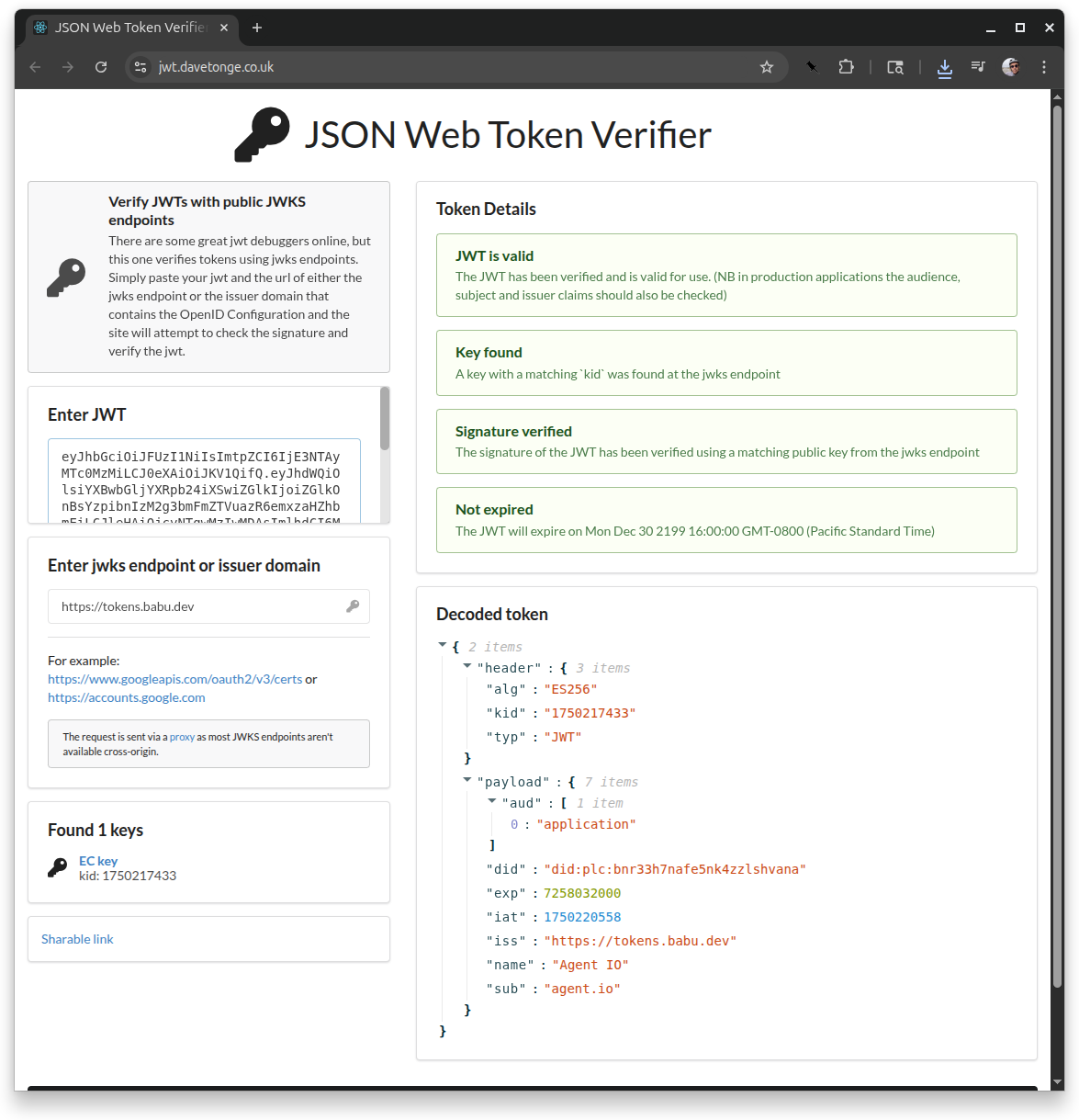 JSON Web Token Verifier