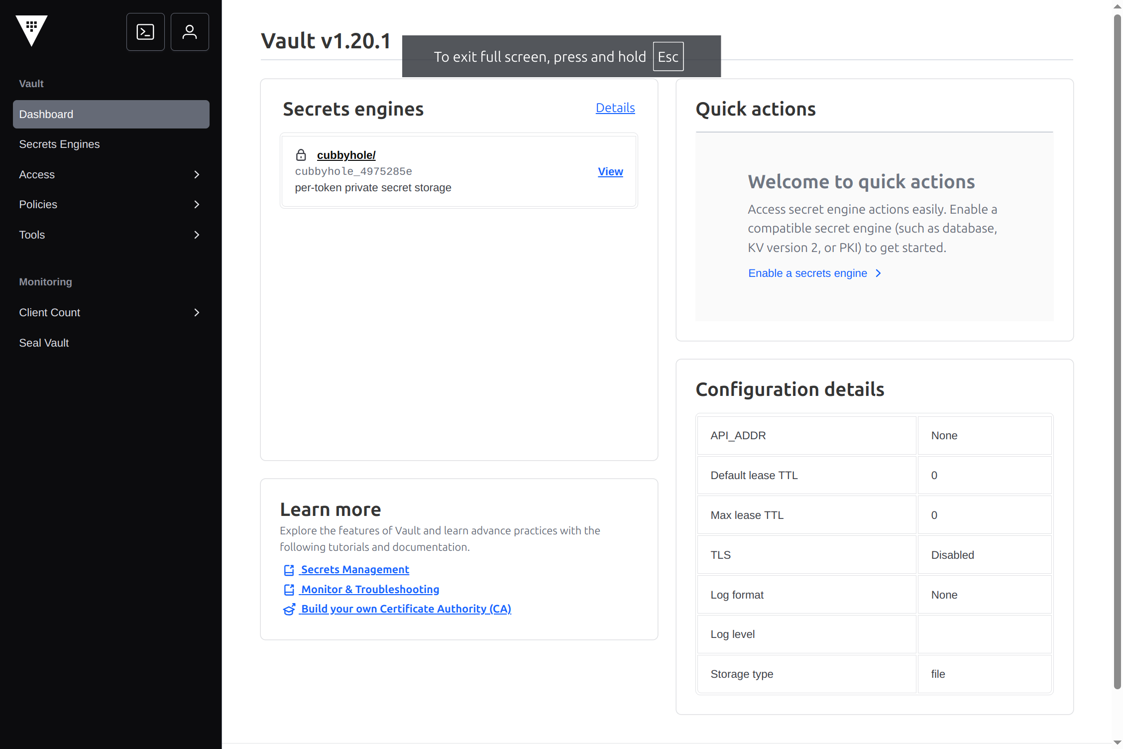 The Vault console