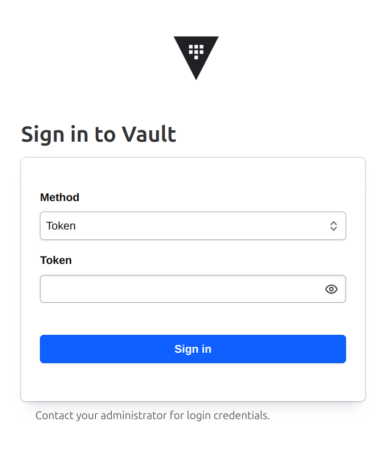 The Vault login screen