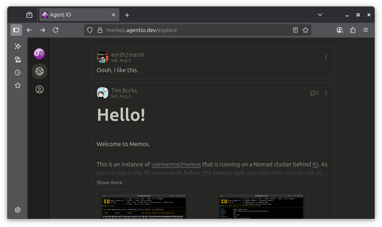 Memos main screen