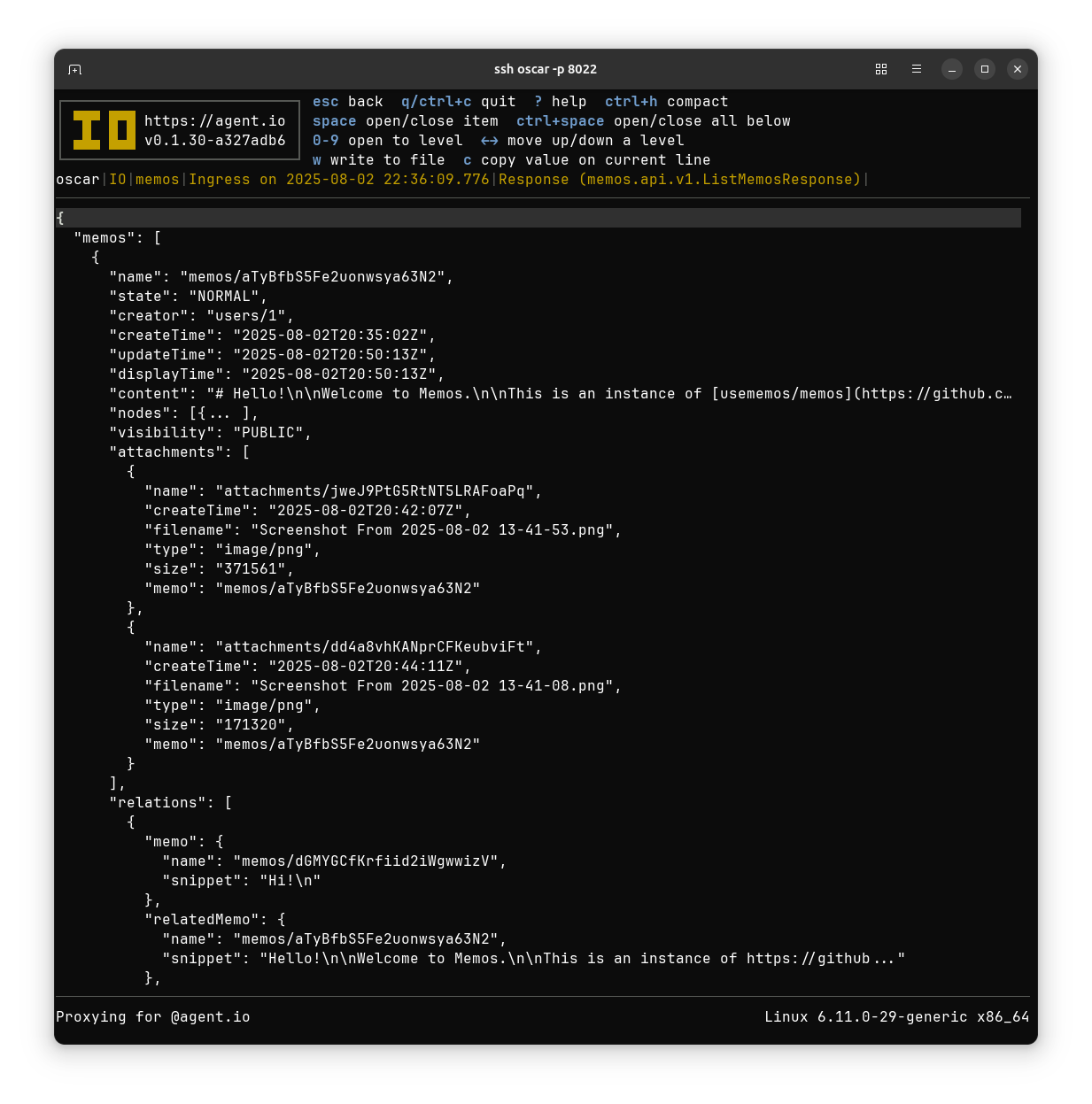 The response body for a Memos API request