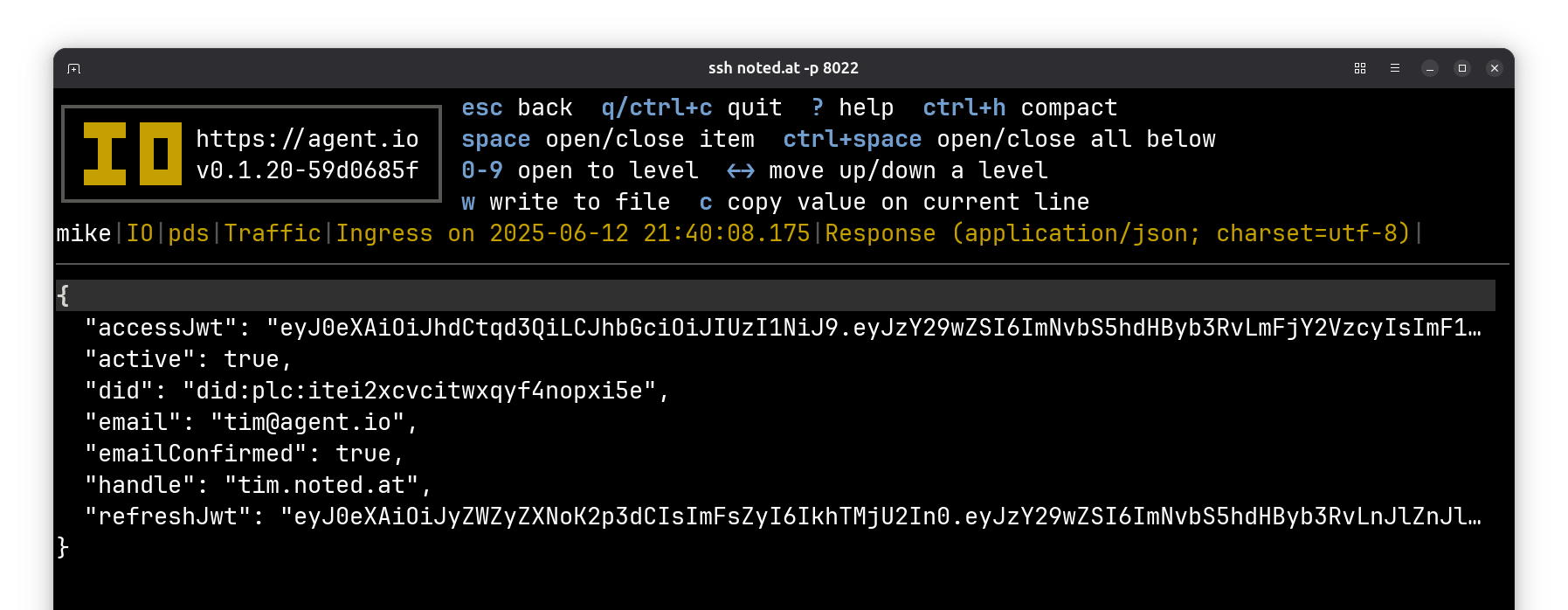 server.createSession response