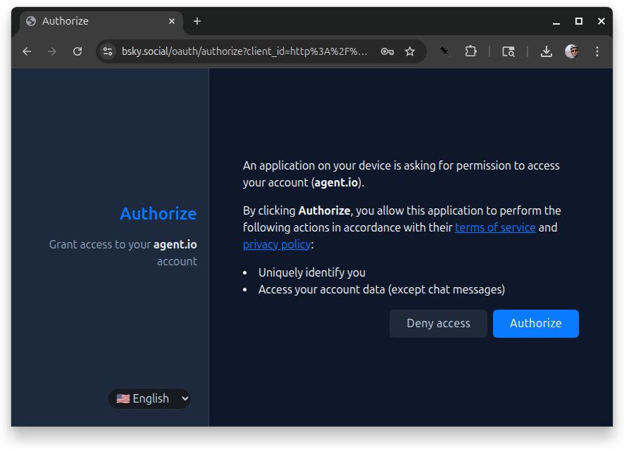Authorizing an application at a PDS