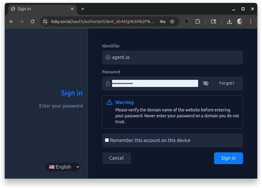 Entering a password at a PDS