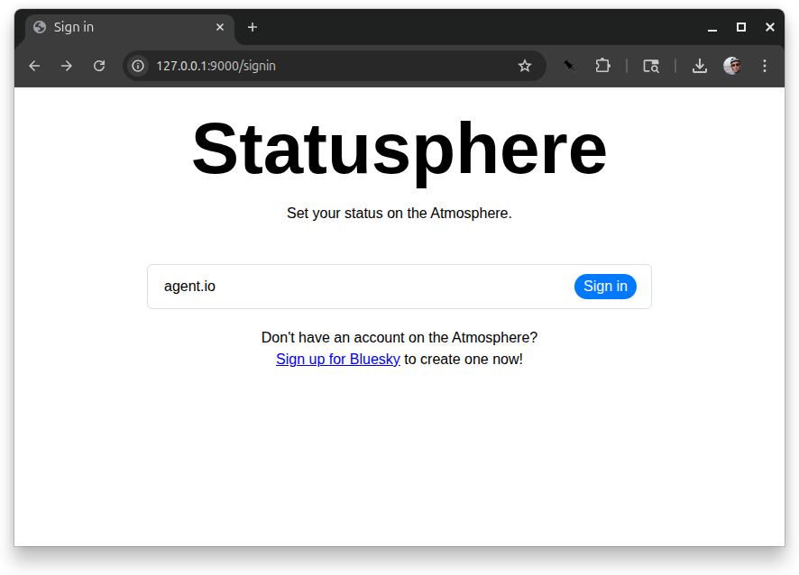 The Statusphere signin form